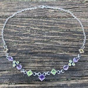 Nicky Butler NB Amethyst Peridot Citrine 925 Sterling Silver 16" Necklace NWOT